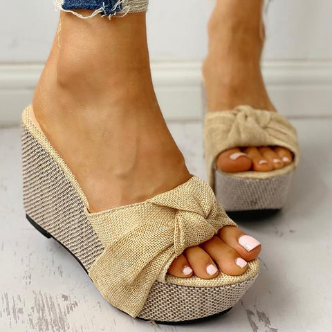 Sexy Bow Tied Slip on Wedges - The.MaverickLife