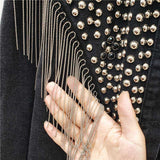 Oversized Bohemian Black Denim Fringe & Studded Jacket - The.MaverickLife