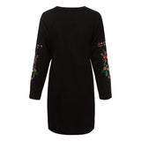 The "Rosy" Embroidered Black Pullover Dress - The Maverick Life