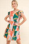 And The Why Printed Double Ruffle Sleeve Dress - The Maverick Life