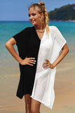 Double Take Openwork Contrast Slit Knit Cover Up - The Maverick Life