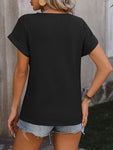 Cable-Knit Round Neck Short Sleeve T-Shirt - The Maverick Life