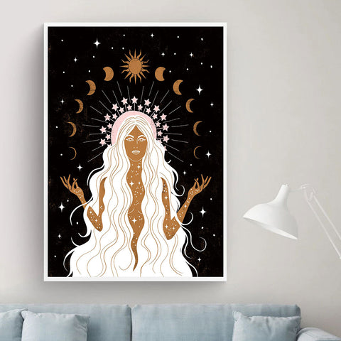 Celestial Body Moon and Stars Canvas Print - The Maverick Life