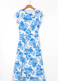 Blue Floral Boho Midi Dress - The.MaverickLife