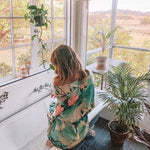 Retro Green Floral Print Wrap Kimono Blouse - The.MaverickLife