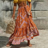 Orange Floral Maxi Skirt - The.MaverickLife