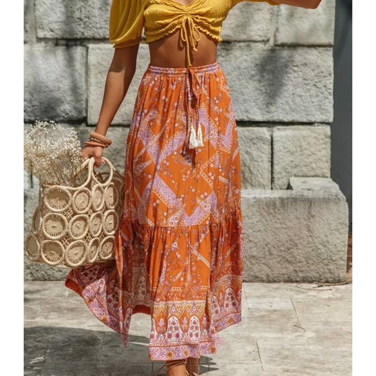 Orange Floral Maxi Skirt | The Maverick Life