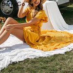 Yellow Boho Chic Wrap Dress - The.MaverickLife