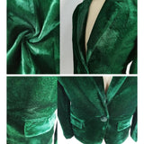Elegant Dark Green Velvet Blazer - The.MaverickLife