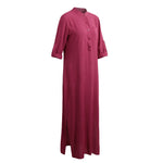 Elegant Button Down Caftan with Rolled Sleeves, Pockets, and Open Leg Slit - The.MaverickLife
