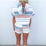 Beachy Striped Crop Hoodie and Shorts Set - The.MaverickLife