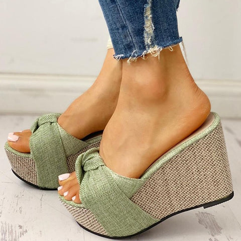 Sexy Bow Tied Slip on Wedges - The.MaverickLife