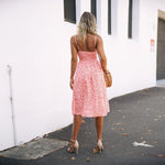 Backless Boho Midi Dress with Front Keyhole & Bow - The.MaverickLife