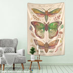 Rose Tarot Card Tapestry with Moths & Large Butterfly Tarot Card Styled Wall Hanging - The.MaverickLife