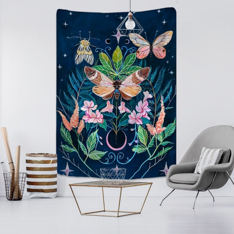 Psychedelic Night TIme Garden Butterfly & Mushroom Wall Hanging - The.MaverickLife