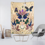 Whimsical Butterflies with Bohemian Design Printed on Champagne Tapestry - The.MaverickLife