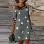 Summer Vintage Embroidered Peek-A-Boo Shoulder Dress - The.MaverickLife