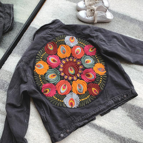 Oversized Bohemian Embroidered Floral Denim Jacket - The.MaverickLife