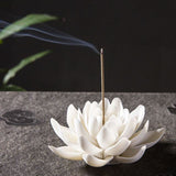 Ceramic White Lotus Incense Burner Home Decor Incense Stick Holder Buddhist Incense Censer Use In Office Teahouse - The.MaverickLife