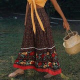 Women Summer Sundress ZANZEA Bohemian Printed Maxi Skirts Casual Elastic High Waist Vestidos Female Floral Ruffle Robe - The Maverick Life