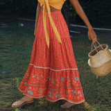 Women Summer Sundress ZANZEA Bohemian Printed Maxi Skirts Casual Elastic High Waist Vestidos Female Floral Ruffle Robe - The Maverick Life
